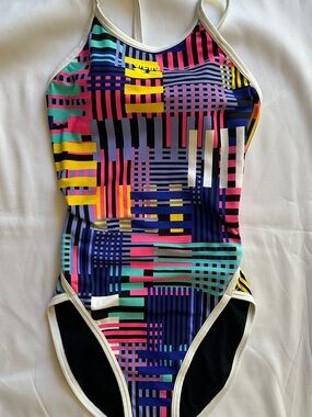 Arena Geometric Stripe One-Piece Swimsuit - Multicolor